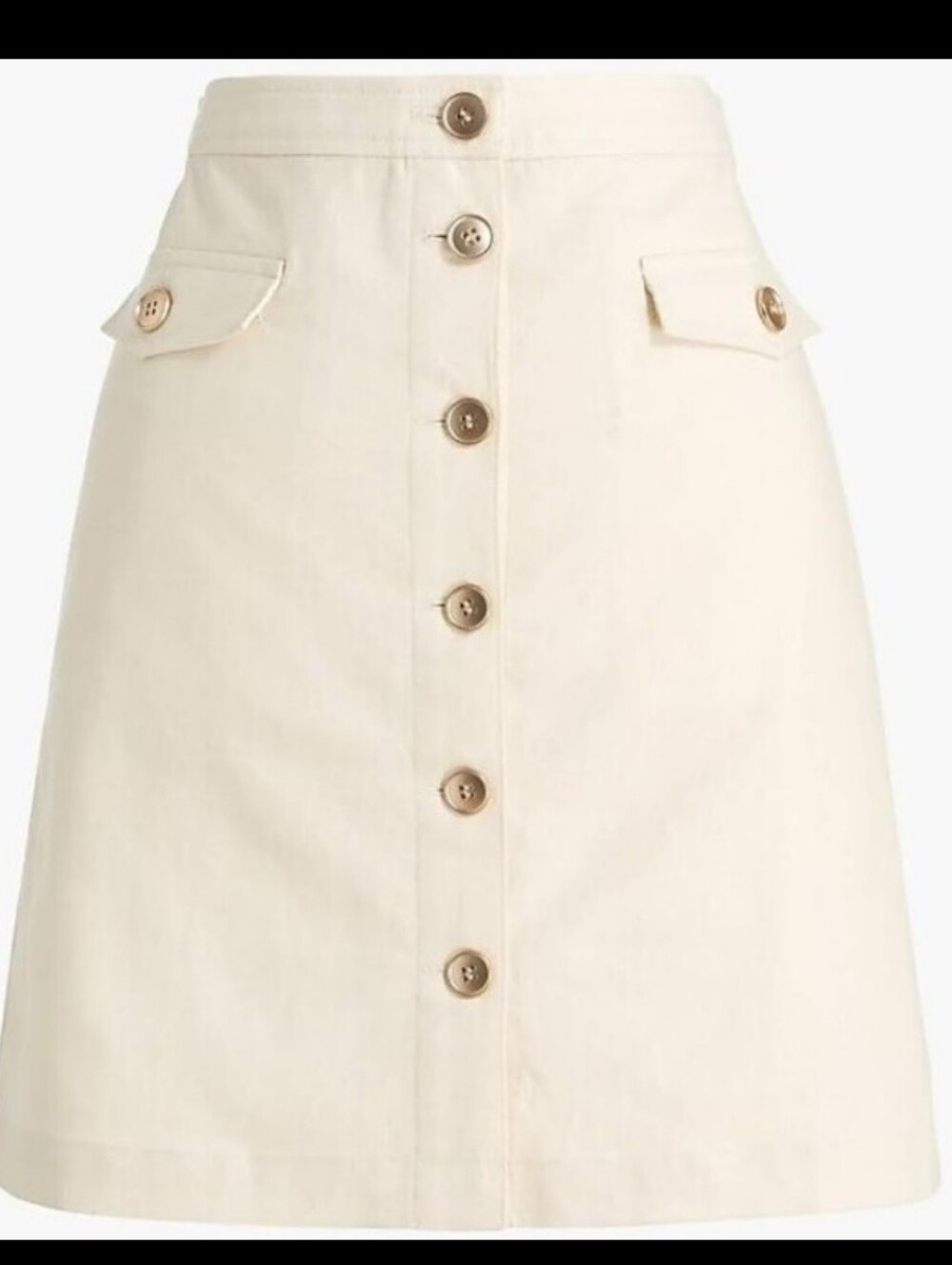 J. Crew Cream Button-Front A-Line Skirt with Flap Pockets